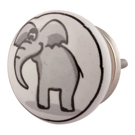 Grey Elephant Ceramic Flat Dresser Knob Online